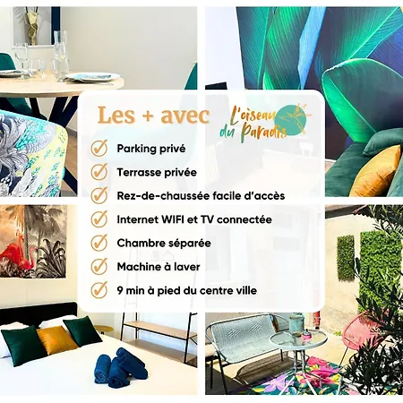 Διαμέρισμα L'oiseau Du Paradis - Terrasse Privee, Parking, Wifi Rapide, Arrivee Autonome, Entre Gare Et Centre-ville, Rez-de-chaussee Μουλέν