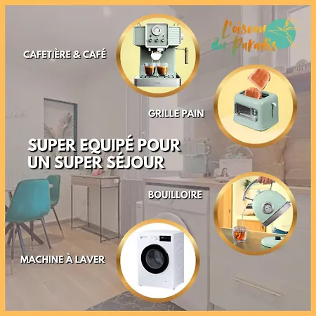 L'oiseau Du Paradis - Terrasse Privee, Parking, Wifi Rapide, Arrivee Autonome, Entre Gare Et Centre-ville, Rez-de-chaussee Moulins (Allier)